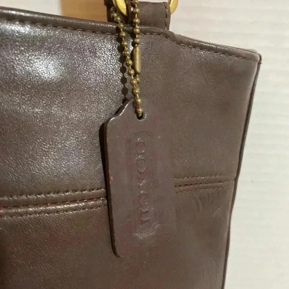 Coach vintage brown leather shoulder handbag - Picture 9 of 11